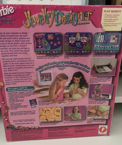Rare Sealed Vintage Barbie Jewelry Designer CD-ROM & Jewelry Kit (PC, 1998) - Picture 2 of 2