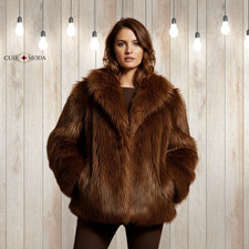 Espresso Brown Faux Fur Coat Oversized Plush Winter Jacket