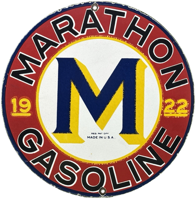 #ad #ad VINTAGE MARATHON GASOLINE PORCELAIN SIGN STORE GAS STATION MOTOR OIL PUMP $113.07