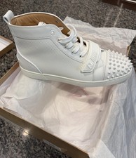 Christian Louboutin Lou Spikes White Leather High-Top Lace-Up Sneaker 11.5