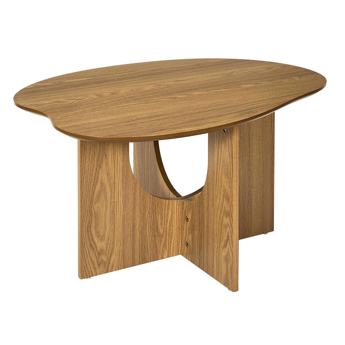 Table basse Calypso 80cm, meuble marron asymétrique pour apéritifs entre amis