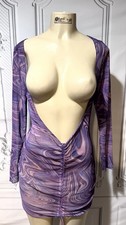 purple mesh bodycon mini dress Cover Up