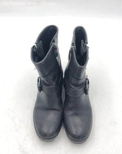 Tory Burch Womens Chrystie Black Leather Round Toe Ankle Combat Boots Size 7M