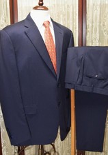 Canali 1934 Italy 48 R Surgeon Cuff solid navy blue 2 vent 100% wool suit y2j9