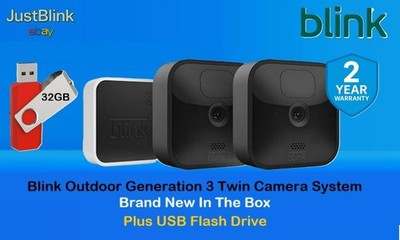 Blink Generation 3 Home Security Outdoor 2 Kamerasystem + 32GB USB-Laufwerk: Neu in OVP