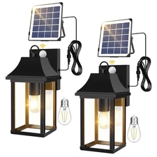 Porch Lights Outdoor Dusk to Dawn Motion Sensor Solar Wall Lantern Separate P...