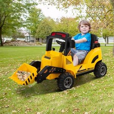Image of 12V Kids Ride-on Construction Tractor Battery Powered Toy Excavator