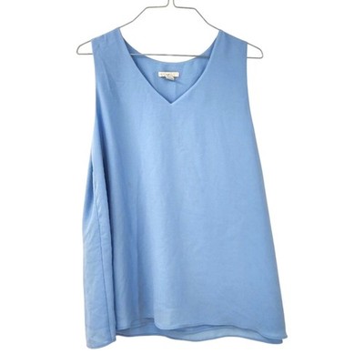 C est 1946 Size Large L Sleeveless V Neck Blouse Sky Blue Casual Layering