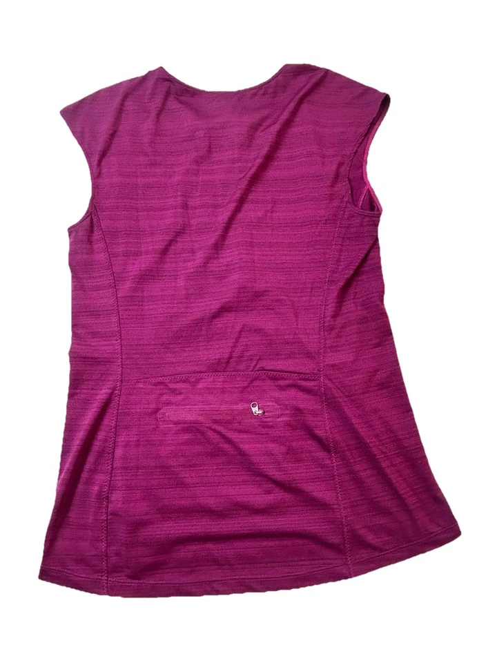 Camisa Athleta Sin Mangas Activa Top Cremallera Frontal Mujer Mediana Rayas Magenta Foto 2 de 4