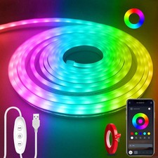Neon Rope Lights 16.4Ft RGB LED Strip Lights with Remote and App Control,Music S