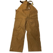 Carhartt R41 Quilt Lined Duck Bib Overalls Brown 48x30 Double Front NWT
