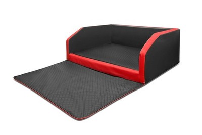 Hundebett Kofferraum Travel Duo Autohundebett Schutzdecke Schwarz-Rot 100x80 cm