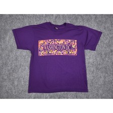 Vintage 1993 Washington DC T-Shirt L Purple Single Stitch 90s Floral Souvenir US