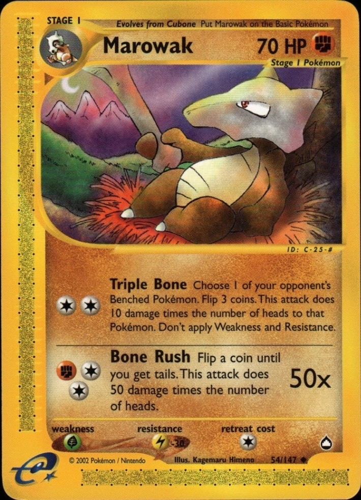 Marowak Uncommon Aquapolis 054/147 NM