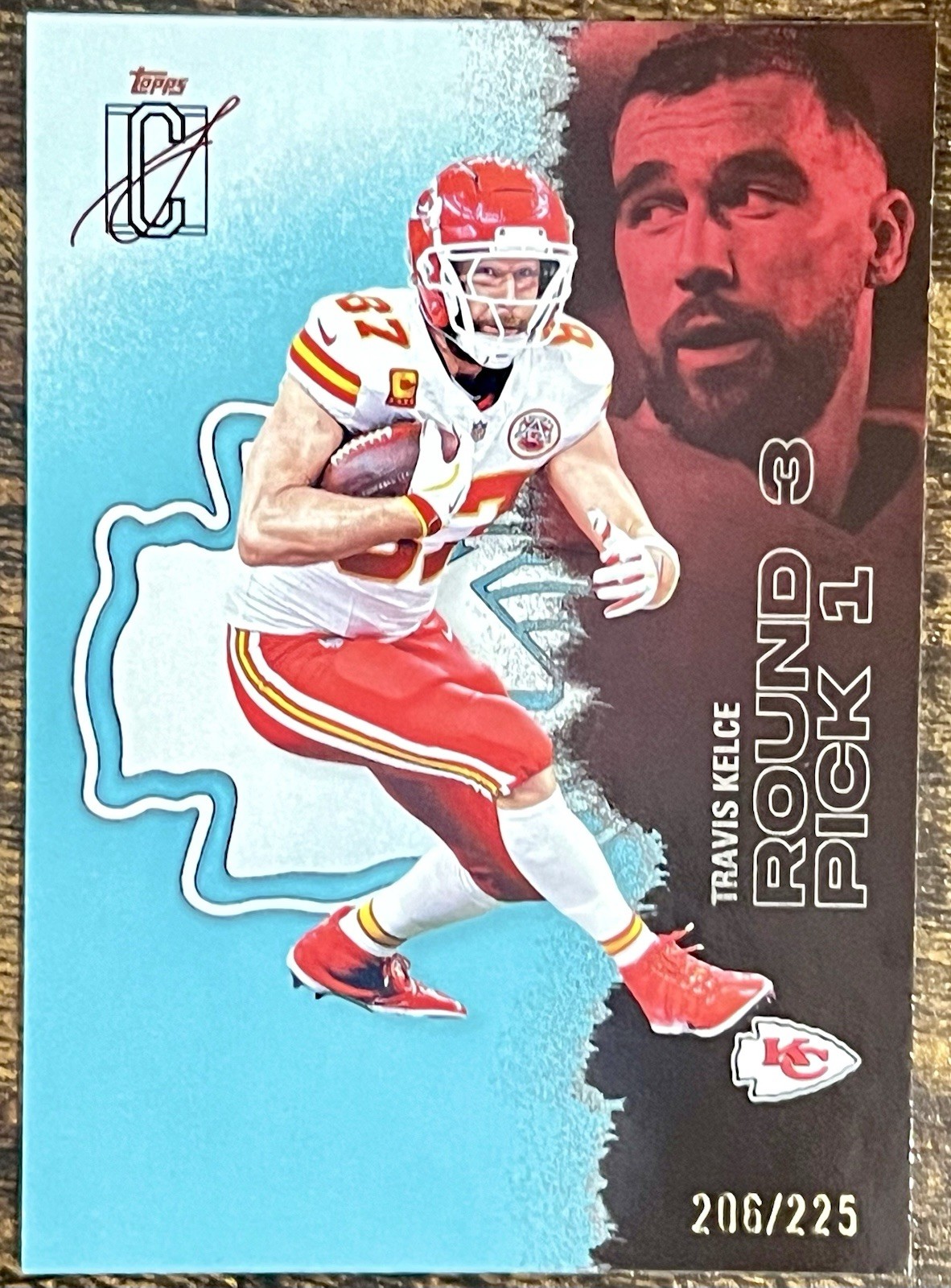 Travis Kelce Teal 206/225 2025 Topps Signature Class Kansas City Chiefs #80