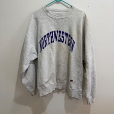 Vintage Russell Athletic Northwestern Sweatshirt Gray Pro Cotton XXL Made in USA