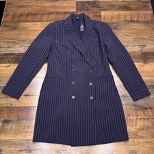Express Pinstripe Double-Breasted Long Sleeve Mini Blazer Dress Womens Large New
