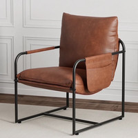 Hommpa Metal Frame Accent Chair with Removable Storage Bag (Brown)