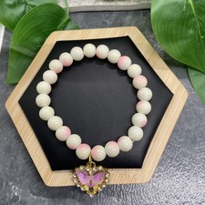 6.5  Plus Stretch Bracelet Set Stone Bead Rhinestone Charm New Free Ship B42