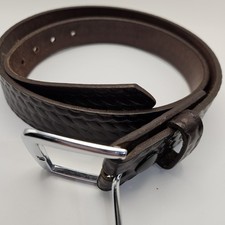 NEW Boston Leather Men's DK Brown embossed Basketweave Size 36 - 1 1/4 " Belt