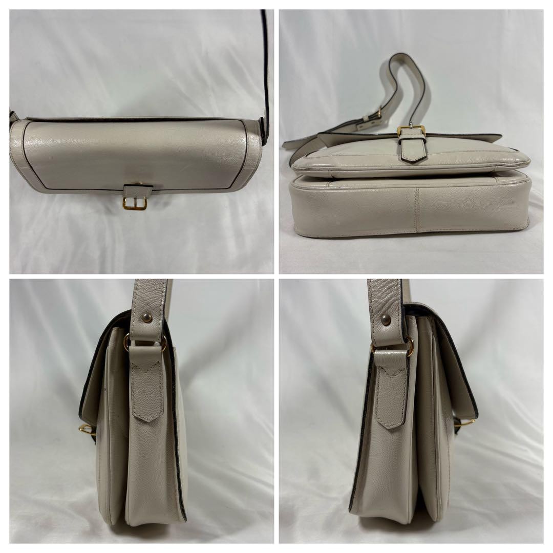 Borsa a tracolla Yves Saint Laurent bianca con logo Cassandra in pelle