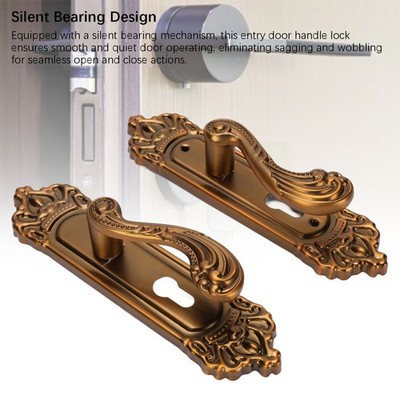 European Style Door Handle Lock Set Aluminum Silent Retro Entry Lock For Home