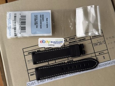 22/20 mm OEM Panerai Ponte Vecchio Black Leather XL Strap MXE0QK78 Pam Click