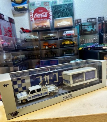 Coca-Cola 1973 Chevrolet Cheyenne Super 10 Model Truck & Trailer White Blue