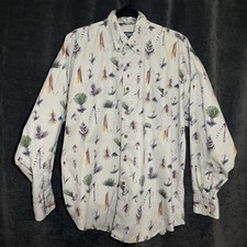 Chaps Ralph Lauren Button Up Size Large Fishing Lure Pattern VTG 1990s