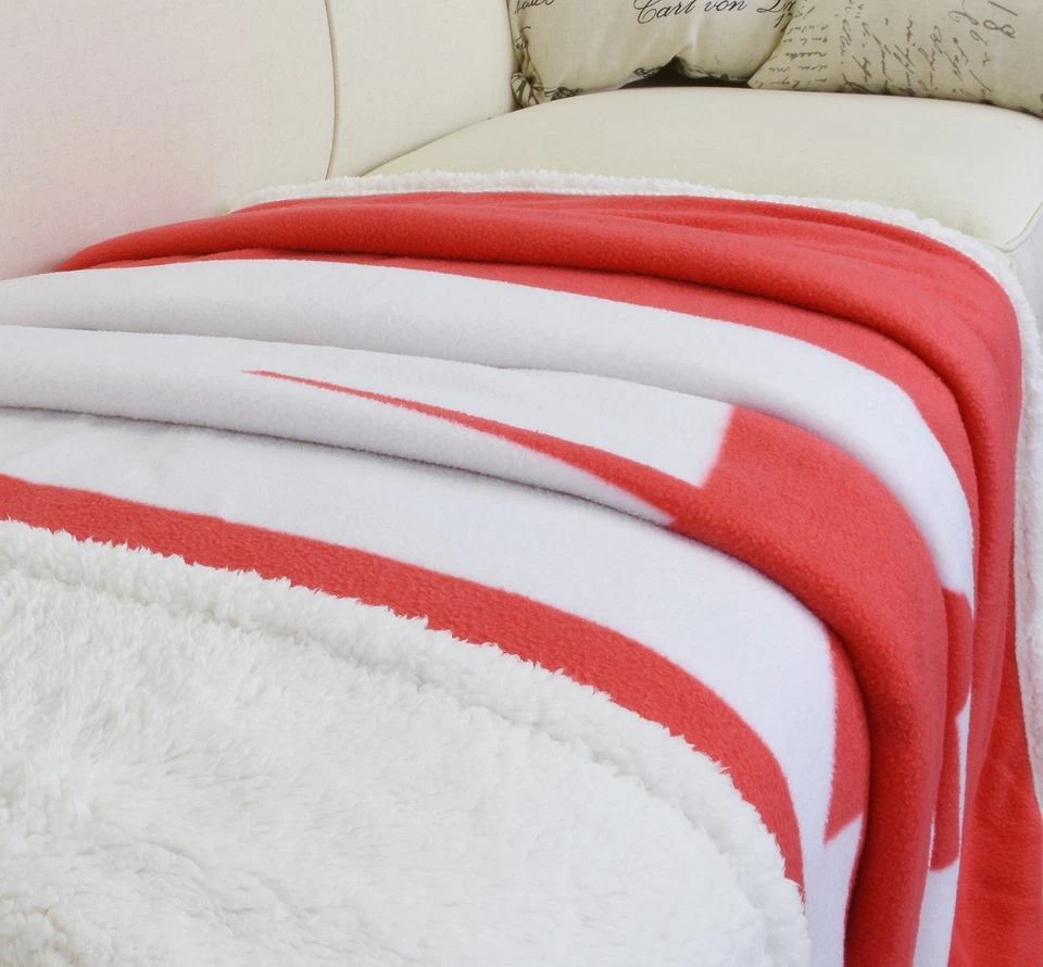 Tirrinia Sherpa Fleece TV Blanket National Flag Throws Warm Reversible CANADA - Image 4 of 4