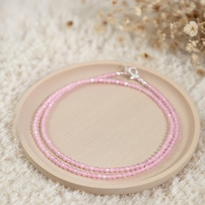 Natural Rose Quartz Faceted 2mm Beads Choker Dainty Healing Reiki Women Necklace