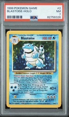 Blastoise Holo 002/102 Pokémon 1999 Base Set Unlimited Holo PSA 7