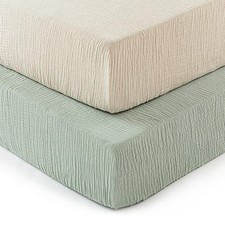 Muslin Crib Sheets for Boys Girls, 2 Pack 100 Cotton Soft Breathable Fitted ...