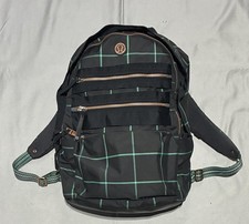 Lululemon Black Plaid 18" Backpack Laptop Compartment Travel Bag Women Daypack