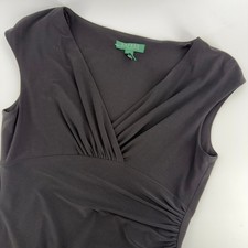 Lauren Ralph Lauren Black Ruched Surplice V-Neck Sheath Dress Womens 8