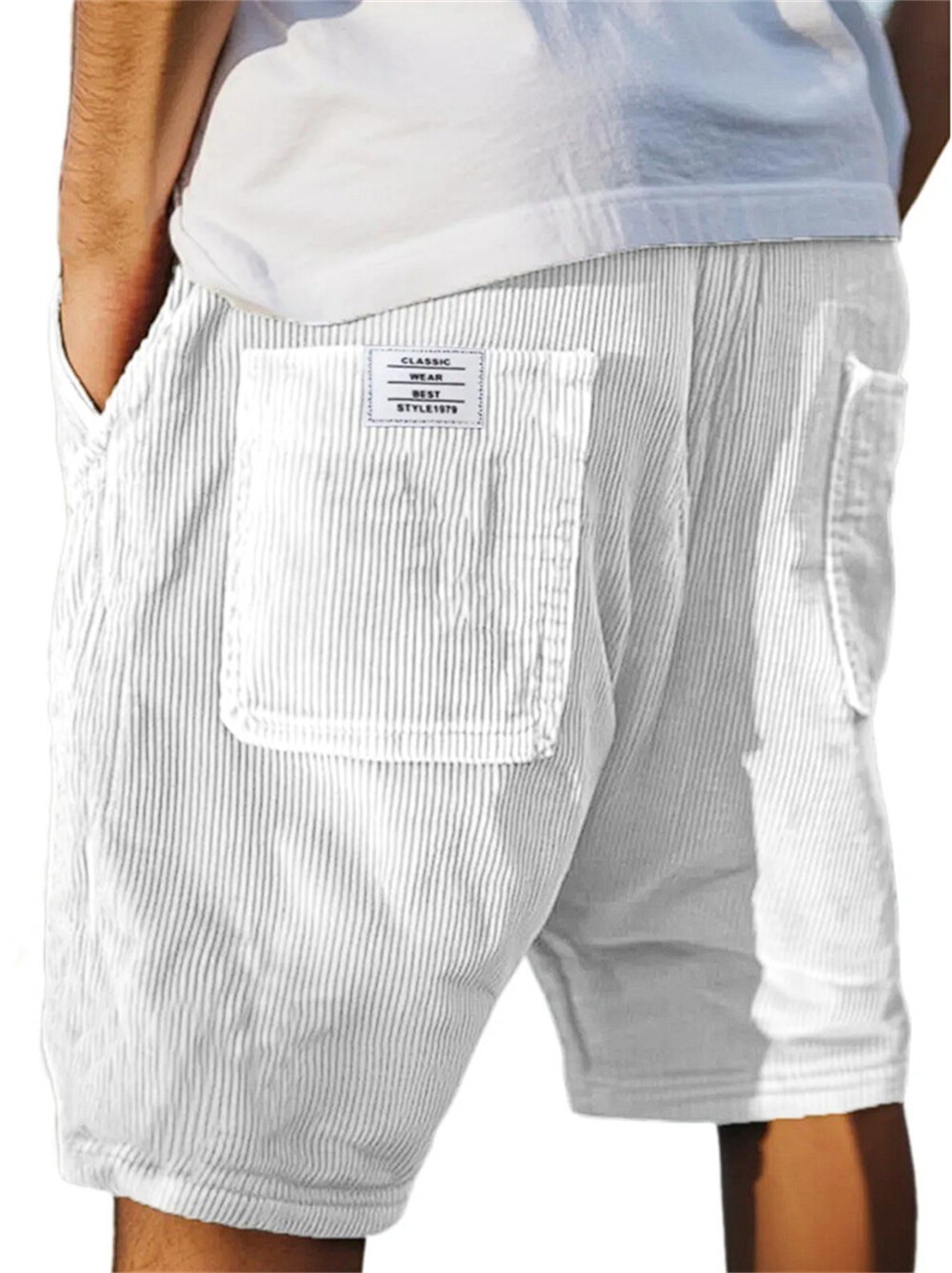 Men's Shorts Casual Corduroy Drawstring Lightweight Summer Beach Shorts UK
