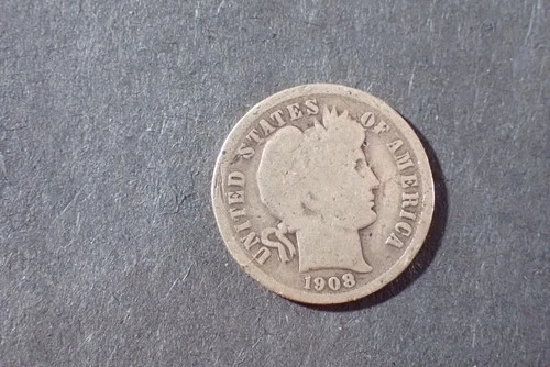 A Lot of one  silver Barber dimes dated  1908D Good Cond set RGR 492