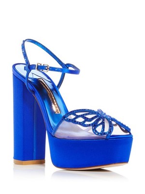 SOPHIA WEBSTER Womens Blue 2'' Platform Butterfly Farfalla Heeled Sandal 38.5