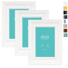 LaVie Home 4x6 Picture Frames (3 Pack, White) Rustic Photo Frame Set with High