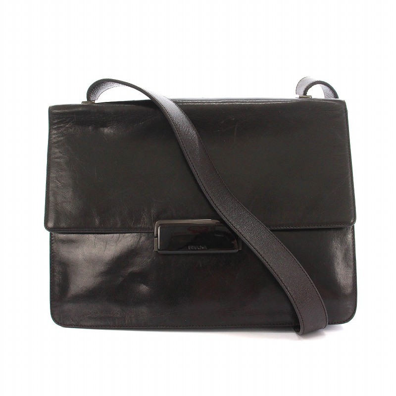 Prada Y0814 Leather Shoulder Bag in Dark Brown for Women  