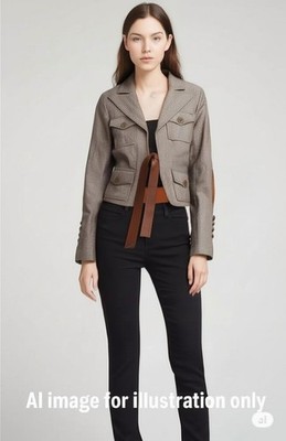 MEXX, Sz. 4, 100% Cotton Cropped Lined Jacket with Elbow Patches.