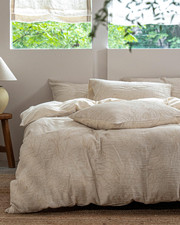 Tropical Jacquard Linen Cotton Duvet Cover Set - 3Pcs, Zipper Closure