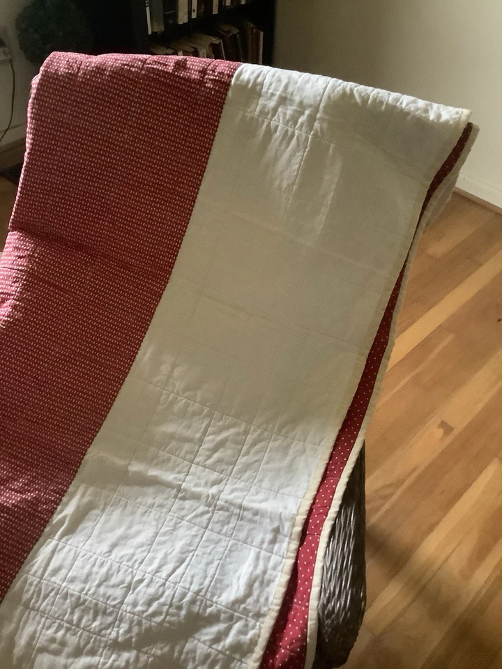 Handmade Lap Quilt Nautical Theme Blue White Red large - Image 4 of 4