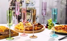 Physkoa Colorful Champagne Flutes Set of 6 -Weddings and Engagement Parties