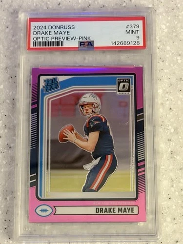 2024 Panini Donruss #379 Drake Maye Optic Preview-Pink PSA 9