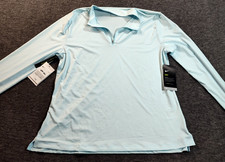 Nike Mens 1/4 Quarter Zip Performance Dri-Fit Large Blue Striped UPF 40 NWT