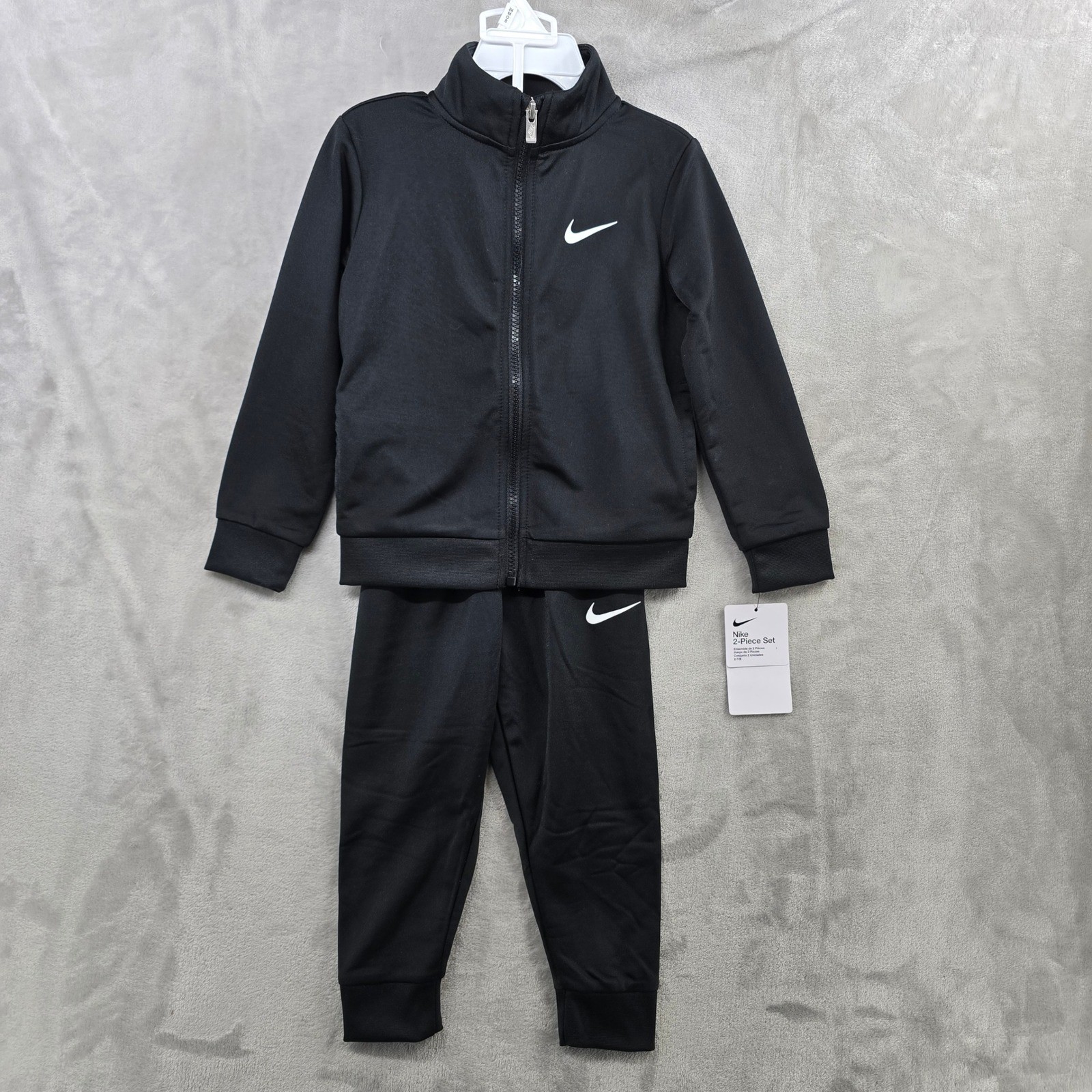 Nike Boys 2PC Tracksuit Black Full Zip Jacket Jogger Pants 3T 76F094-023
