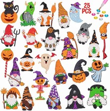 25 Pcs Halloween Pumpkin Diamond Art Ornament Kit 5D DIY Painting Craft