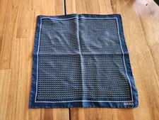 Ermenegildo Zegna Silk Pocket Square Navy Geometric Abstract Made in Italy 12.5"