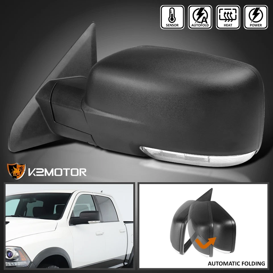 Left/Driver Fits 2013-2019 Dodge Ram 1500 Power Fold+Heated+Temp Sensor Mirror